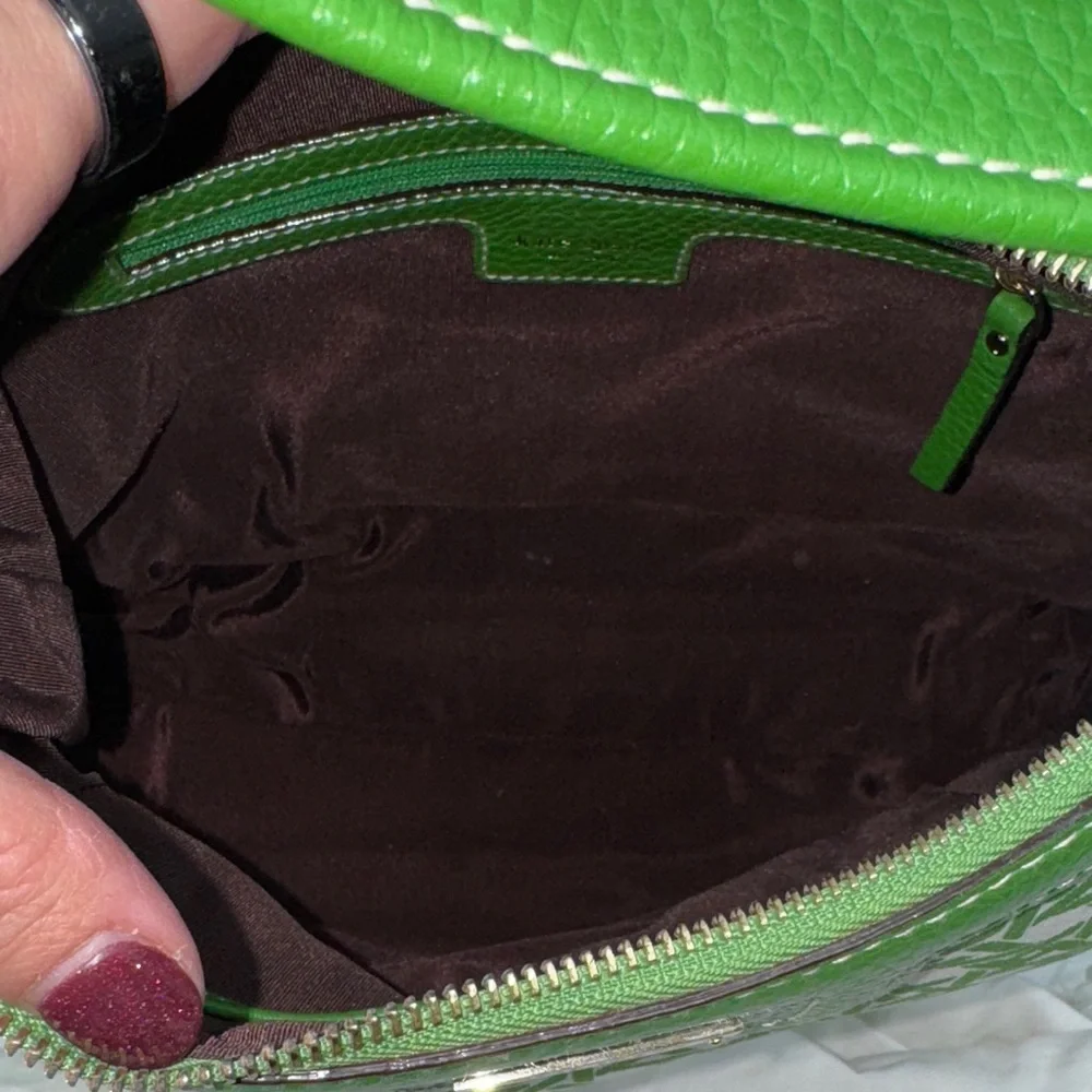 UEC Kate spade canvas & leather Green and White Patterned Women's Bag w/ duster